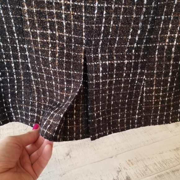 Coldwater Creek Brown Gold Tweed Button Jacket - Picture 6 of 8